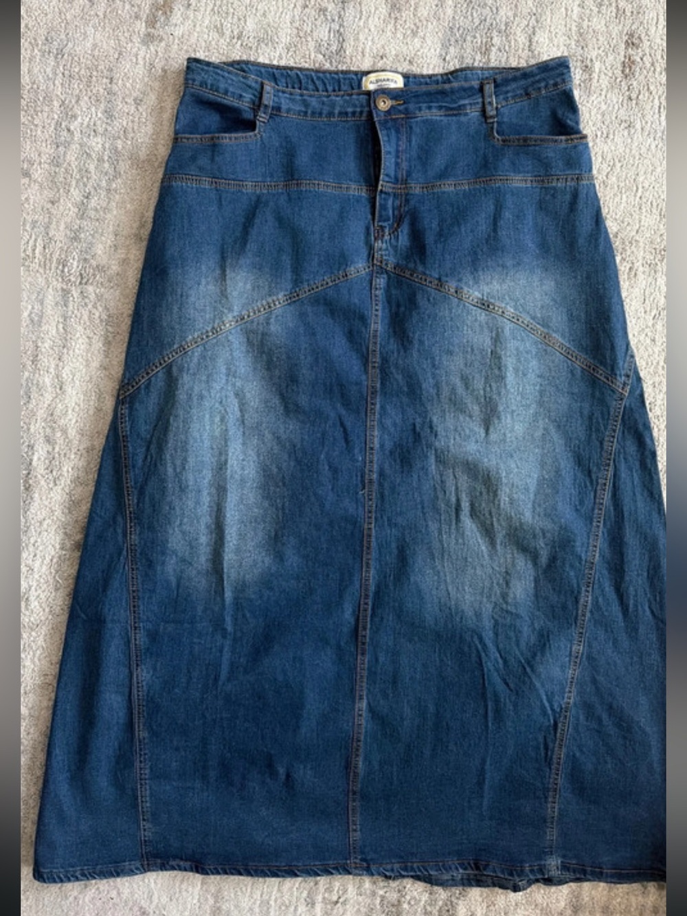 Denim A-Line Maxi Skirt Distressed XL